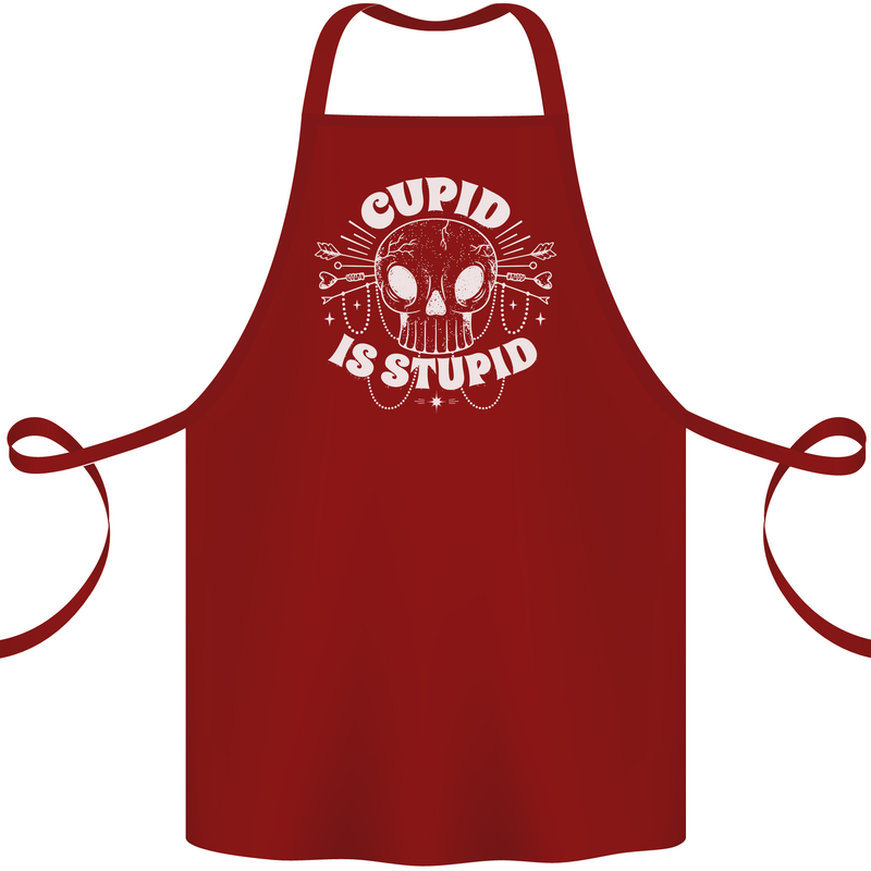 Cupid Is Stupid Funny Anti Valentines Day Cotton Apron 100% Organic Maroon