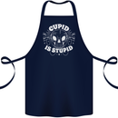 Cupid Is Stupid Funny Anti Valentines Day Cotton Apron 100% Organic Navy Blue