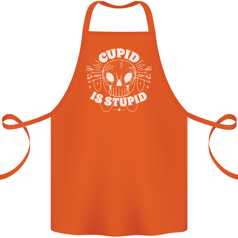 Cupid Is Stupid Funny Anti Valentines Day Cotton Apron 100% Organic Orange