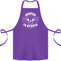 Cupid Is Stupid Funny Anti Valentines Day Cotton Apron 100% Organic Purple