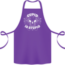 Cupid Is Stupid Funny Anti Valentines Day Cotton Apron 100% Organic Purple