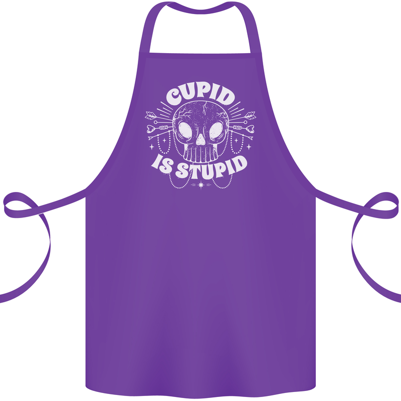 Cupid Is Stupid Funny Anti Valentines Day Cotton Apron 100% Organic Purple