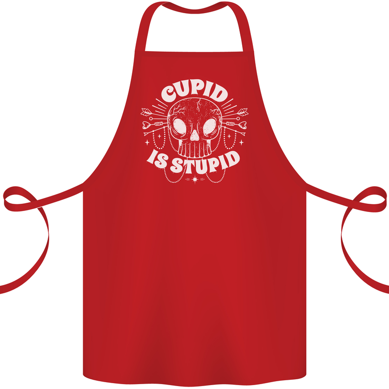 Cupid Is Stupid Funny Anti Valentines Day Cotton Apron 100% Organic Red