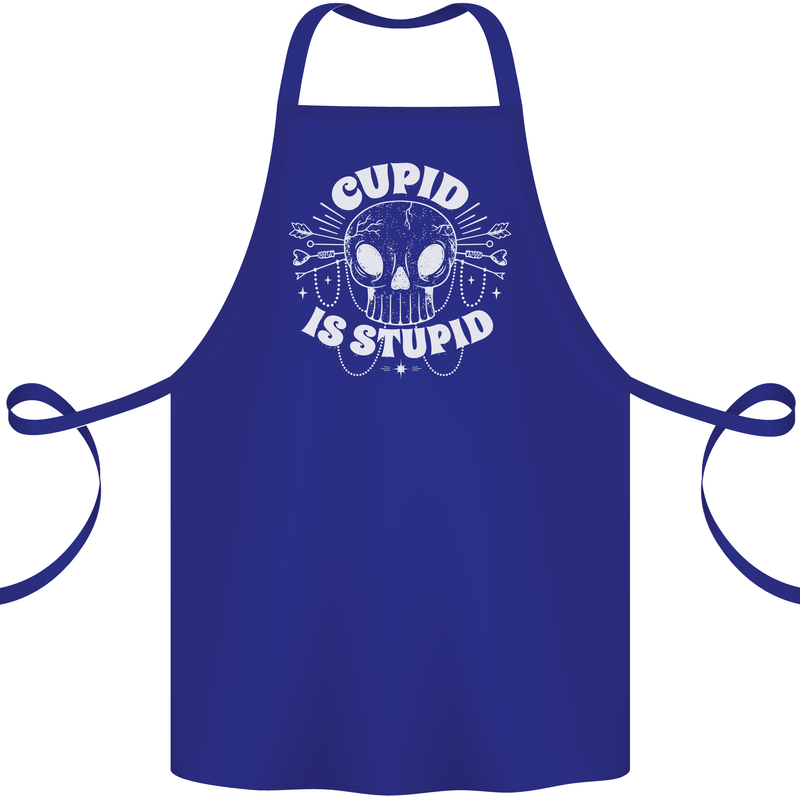 Cupid Is Stupid Funny Anti Valentines Day Cotton Apron 100% Organic Royal Blue