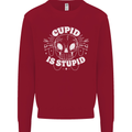 Cupid Is Stupid Funny Anti Valentines Day Kids Sweatshirt Jumper Red