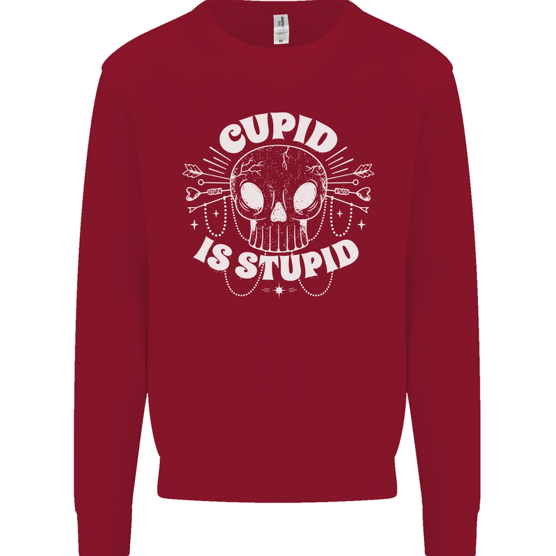 Cupid Is Stupid Funny Anti Valentines Day Kids Sweatshirt Jumper Red