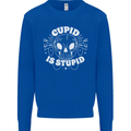 Cupid Is Stupid Funny Anti Valentines Day Kids Sweatshirt Jumper Royal Blue