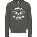 Cupid Is Stupid Funny Anti Valentines Day Kids Sweatshirt Jumper Storm Grey