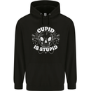 Cupid Is Stupid Funny Anti Valentines Day Mens 80% Cotton Hoodie Black