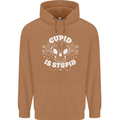 Cupid Is Stupid Funny Anti Valentines Day Mens 80% Cotton Hoodie Caramel Latte