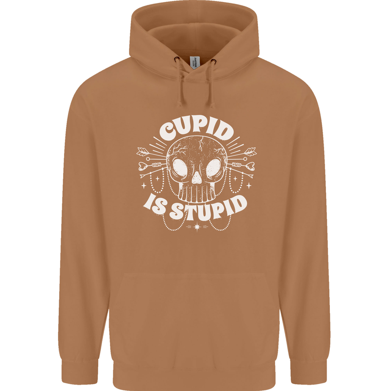 Cupid Is Stupid Funny Anti Valentines Day Mens 80% Cotton Hoodie Caramel Latte