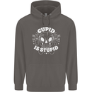 Cupid Is Stupid Funny Anti Valentines Day Mens 80% Cotton Hoodie Charcoal