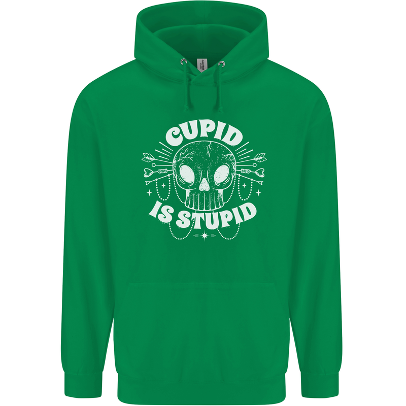 Cupid Is Stupid Funny Anti Valentines Day Mens 80% Cotton Hoodie Irish Green
