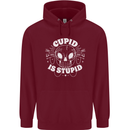 Cupid Is Stupid Funny Anti Valentines Day Mens 80% Cotton Hoodie Maroon