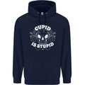 Cupid Is Stupid Funny Anti Valentines Day Mens 80% Cotton Hoodie Navy Blue