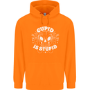 Cupid Is Stupid Funny Anti Valentines Day Mens 80% Cotton Hoodie Orange