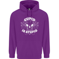 Cupid Is Stupid Funny Anti Valentines Day Mens 80% Cotton Hoodie Purple