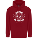 Cupid Is Stupid Funny Anti Valentines Day Mens 80% Cotton Hoodie Red