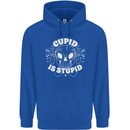 Cupid Is Stupid Funny Anti Valentines Day Mens 80% Cotton Hoodie Royal Blue