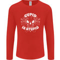 Cupid Is Stupid Funny Anti Valentines Day Mens Long Sleeve T-Shirt Red