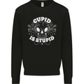 Cupid Is Stupid Funny Anti Valentines Day Mens Sweatshirt Jumper Black