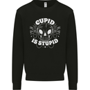 Cupid Is Stupid Funny Anti Valentines Day Mens Sweatshirt Jumper Black