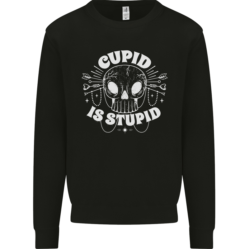 Cupid Is Stupid Funny Anti Valentines Day Mens Sweatshirt Jumper Black
