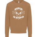 Cupid Is Stupid Funny Anti Valentines Day Mens Sweatshirt Jumper Caramel Latte