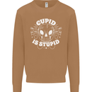 Cupid Is Stupid Funny Anti Valentines Day Mens Sweatshirt Jumper Caramel Latte
