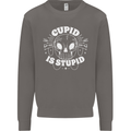 Cupid Is Stupid Funny Anti Valentines Day Mens Sweatshirt Jumper Charcoal
