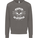 Cupid Is Stupid Funny Anti Valentines Day Mens Sweatshirt Jumper Charcoal