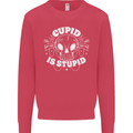Cupid Is Stupid Funny Anti Valentines Day Mens Sweatshirt Jumper Heliconia