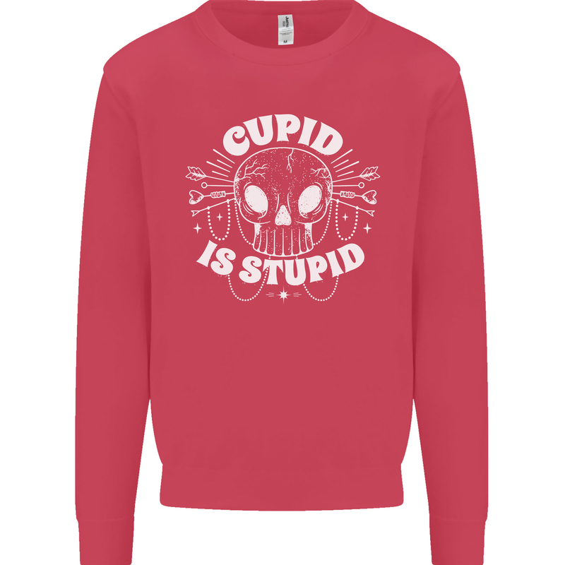 Cupid Is Stupid Funny Anti Valentines Day Mens Sweatshirt Jumper Heliconia