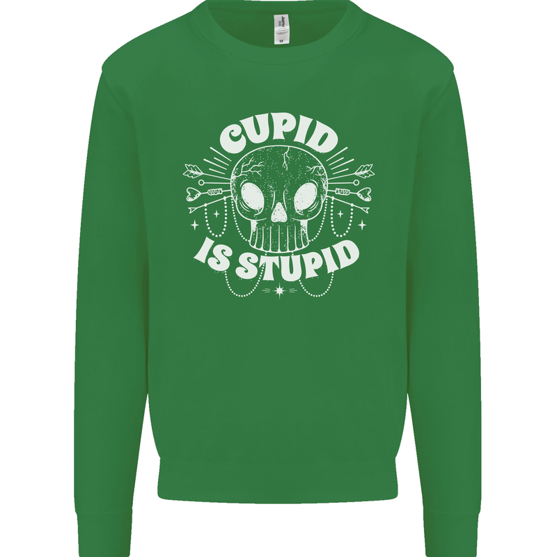 Cupid Is Stupid Funny Anti Valentines Day Mens Sweatshirt Jumper Irish Green