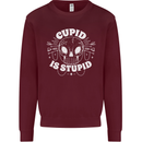 Cupid Is Stupid Funny Anti Valentines Day Mens Sweatshirt Jumper Maroon