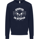 Cupid Is Stupid Funny Anti Valentines Day Mens Sweatshirt Jumper Navy Blue