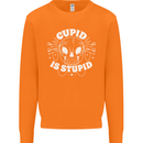 Cupid Is Stupid Funny Anti Valentines Day Mens Sweatshirt Jumper Orange