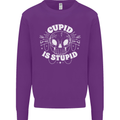 Cupid Is Stupid Funny Anti Valentines Day Mens Sweatshirt Jumper Purple