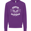 Cupid Is Stupid Funny Anti Valentines Day Mens Sweatshirt Jumper Purple