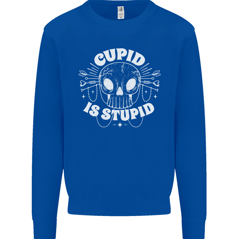 Cupid Is Stupid Funny Anti Valentines Day Mens Sweatshirt Jumper Royal Blue