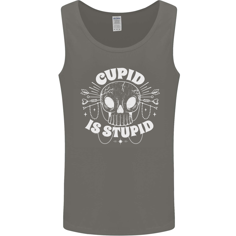 Cupid Is Stupid Funny Anti Valentines Day Mens Vest Tank Top Charcoal