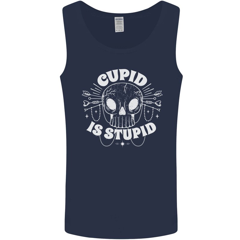 Cupid Is Stupid Funny Anti Valentines Day Mens Vest Tank Top Navy Blue