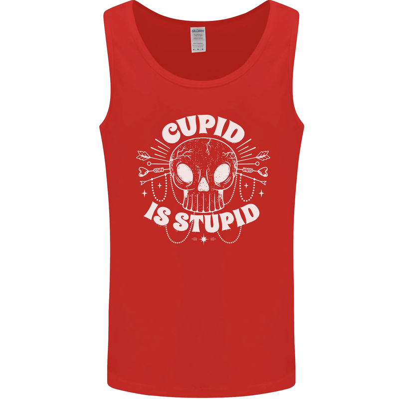 Cupid Is Stupid Funny Anti Valentines Day Mens Vest Tank Top Red