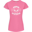 Cupid Is Stupid Funny Anti Valentines Day Womens Petite Cut T-Shirt Azalea