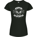 Cupid Is Stupid Funny Anti Valentines Day Womens Petite Cut T-Shirt Black