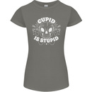 Cupid Is Stupid Funny Anti Valentines Day Womens Petite Cut T-Shirt Charcoal