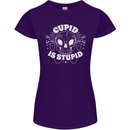 Cupid Is Stupid Funny Anti Valentines Day Womens Petite Cut T-Shirt Purple