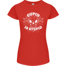 Cupid Is Stupid Funny Anti Valentines Day Womens Petite Cut T-Shirt Red