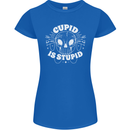 Cupid Is Stupid Funny Anti Valentines Day Womens Petite Cut T-Shirt Royal Blue