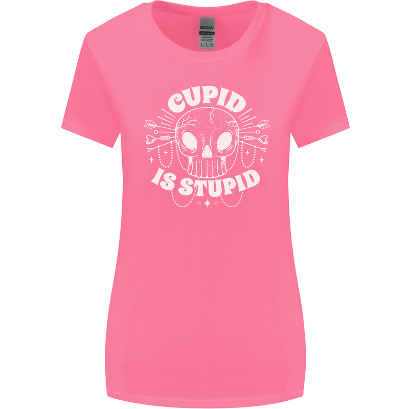 Cupid Is Stupid Funny Anti Valentines Day Womens Wider Cut T-Shirt Azalea
